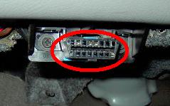 Location of OBD diagnostic connector to scan for auto computer trouble codes.